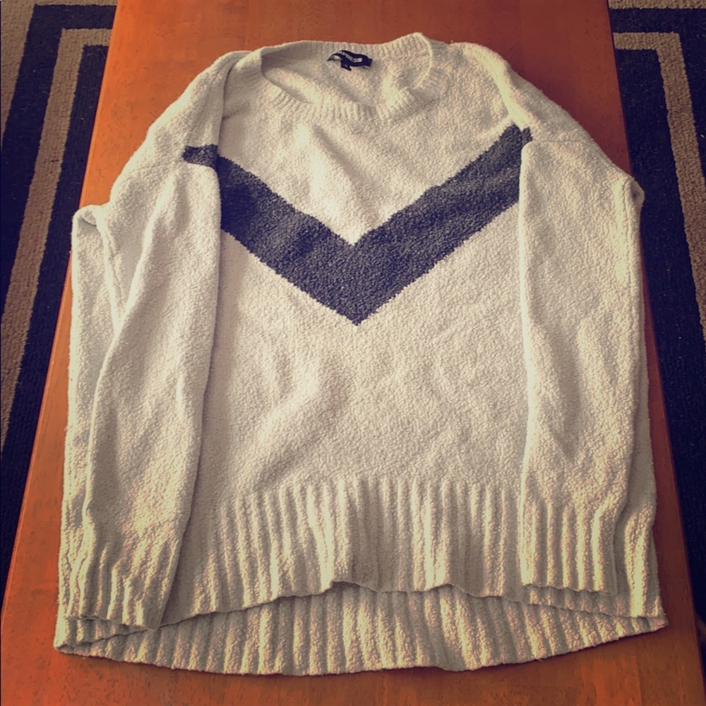White and gray sweater